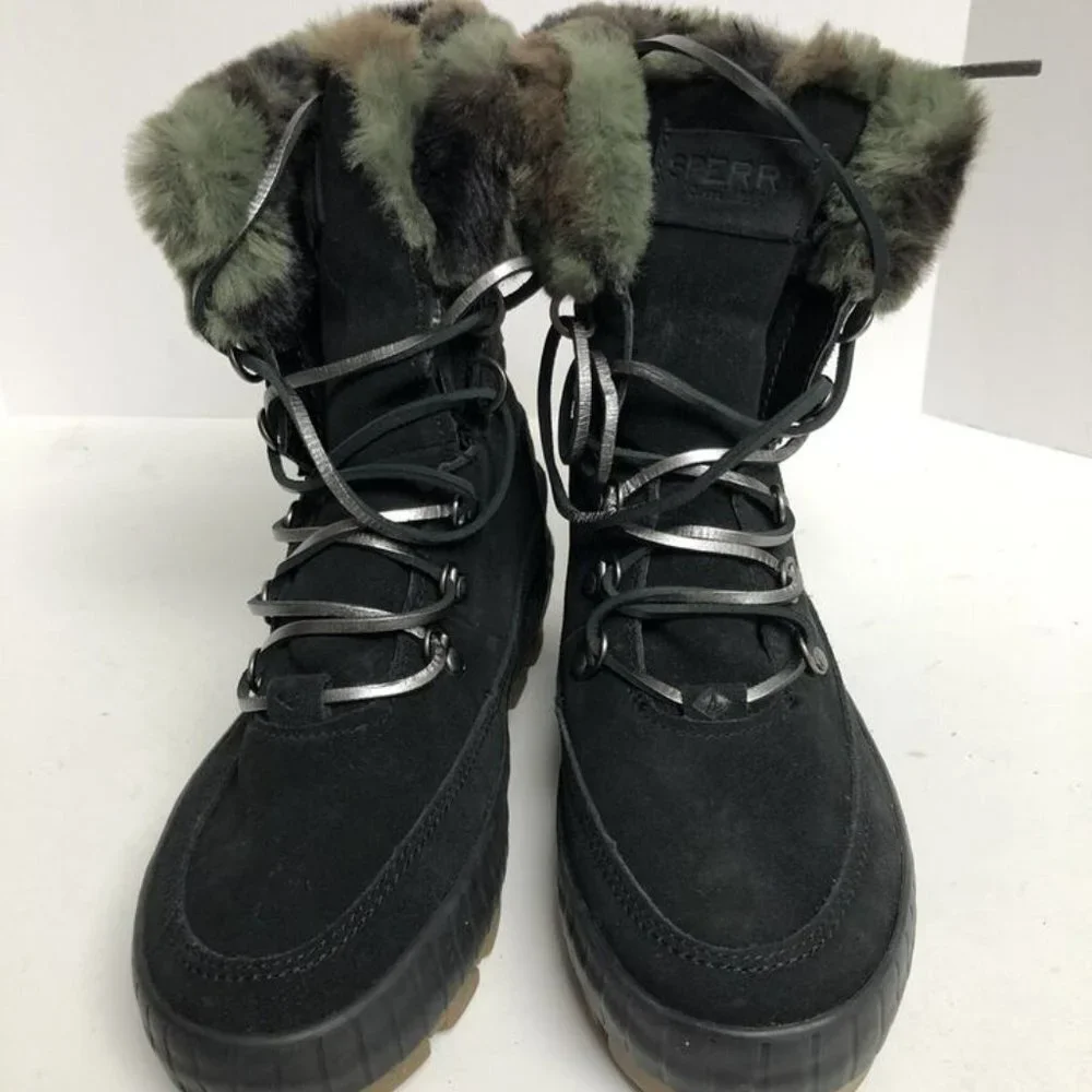 Sperry Womens Torrent Winter Lace up Boot Black Camo Size 7.5 M